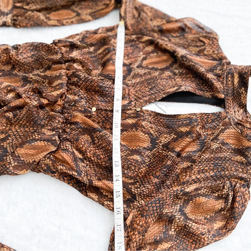 NWT- ZARA Animal Print Ruched Ruffle Front Long Sleeve Mini Dress